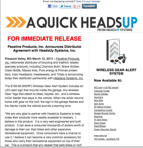 March 14, 2013 Press Release
